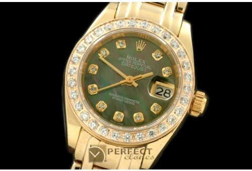 RLMPLS01225 YG Diam Bez MOP Green Diamond Swiss Eta 2671-2