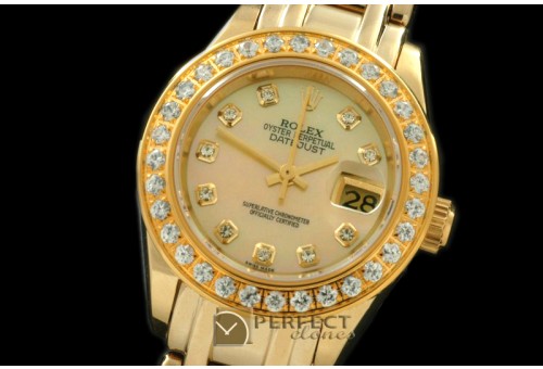 RLMPLS01226 YG Diam Bez MOP Gold Diamond Swiss Eta 2671-2