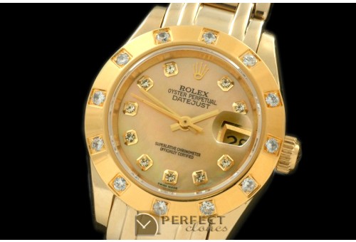 RLMPLF01126 YG 12 Diam Bez MOP Gold Diamond Swiss Eta 2671-2