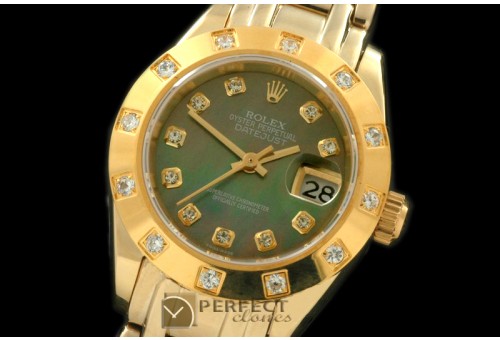 RLMPLF01125 YG 12 Diam Bez MOP Green Diamond Swiss Eta 2671-2