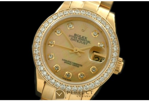 RDJLF00426D YG President MOP Green Diamond Swiss Eta 2671-2