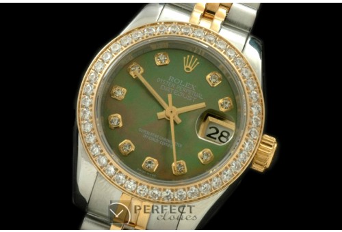 RDJLT00225D SS/YG Jubilee MOP Green Diamond Swiss Eta 2671-2