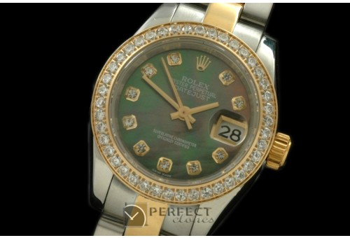 RDJLT00325D SS/YG Oyster MOP Green Diamond Swiss Eta 2671-2