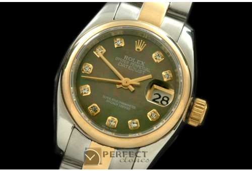 RDJLT00325 SS/YG Oyster MOP Green Diamond Swiss Eta 2671-2