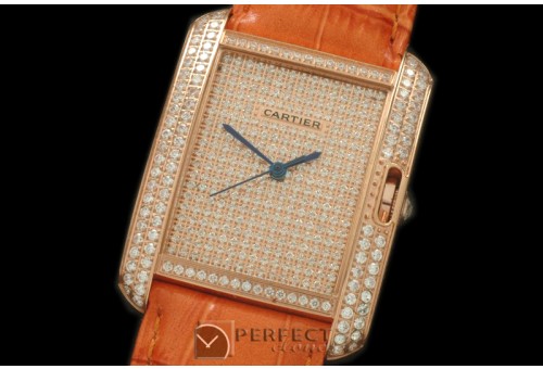 CARTA10012D Tank Anglaise Midsize RG/LE Diam Jap Quartz