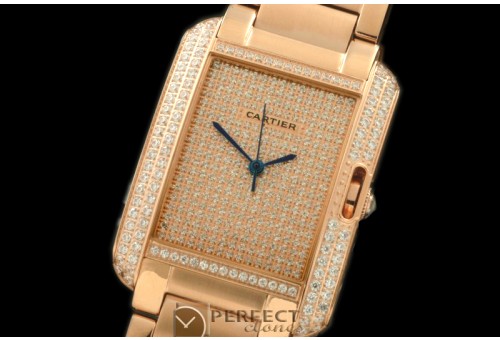 CARTA10012S Tank Anglaise Midsize RG/RG Diam Jap Quartz