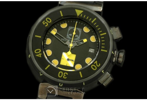 LVD02054 Tambour MenXL Diving Chrono PVD/RU Black/Yellow Jap OS