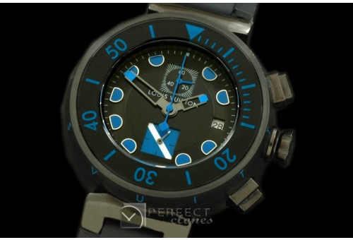 LVD02055 Tambour MenXL Diving Chrono PVD/RU Black/Blue Jap OS20