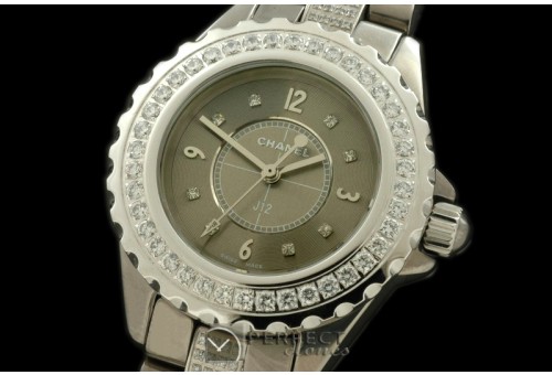 CHA-CM-2004D J12 Chromatic Ladies TI/CER Grey Jap Quartz/Boxset