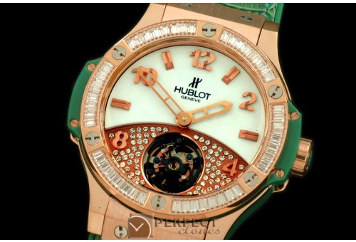 HB41-10205 Tourbillon Pave 41mm RG/Sq Green/Diam/LE Aspen White