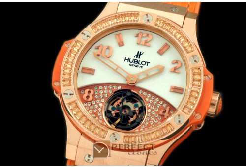 HB41-10217 Tourbillon Pave 41mm RG/Sq Orange/Diam/LE Aspen White