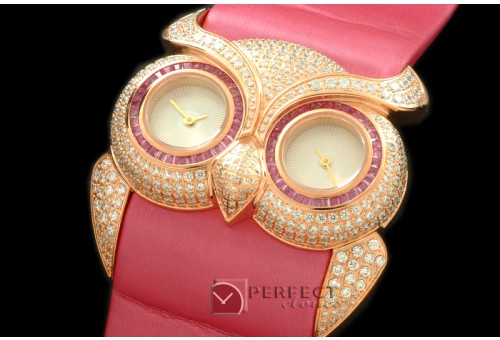 CPOWL10011D Owl Watch Ladies RG/ST White Swiss Qtz