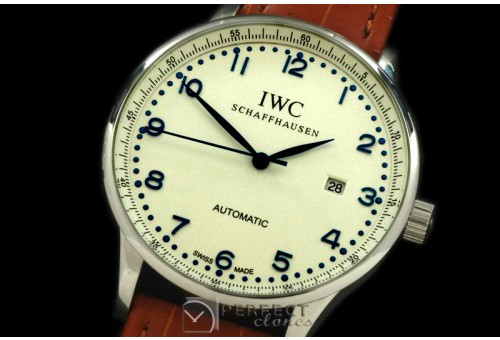 IWPAT10002 Portugese Automatic SS/LE White/Blue Num Asia 2813