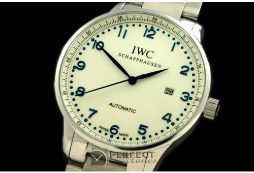 IWPAT10002S Portugese Automatic SS/LE White/Blue Num Asia 2813