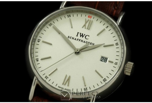 IWPTL10006 Portifino Ladies SS/LE White Rom/Stk Swiss Qtz