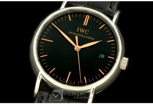 IWPTL10004 Portifino Ladies SS/LE Black/R-Gold Sticks Swiss Qtz