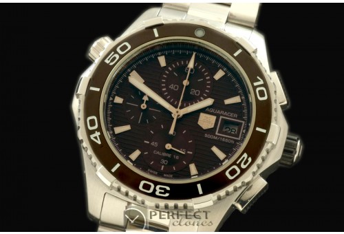 TGAQ10014 Aquaracer 500m Chrono SS/SS Brown Jap Qtz Chrono