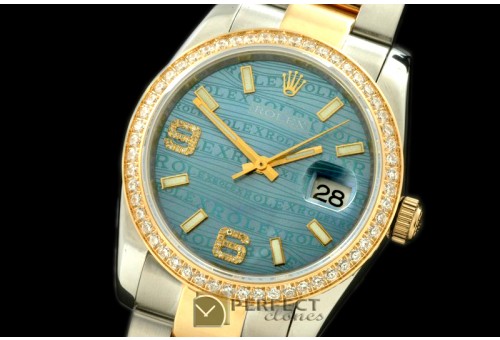 RDJMT00012D SS/YG TT Blue Swiss Eta 2836/3135-Real Diamonds