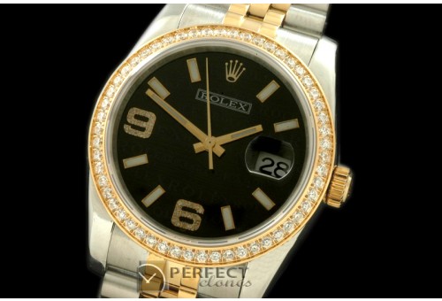 RDJMT00055D SS/YG TT Black Swiss Eta 2836/3135-Real Diamond