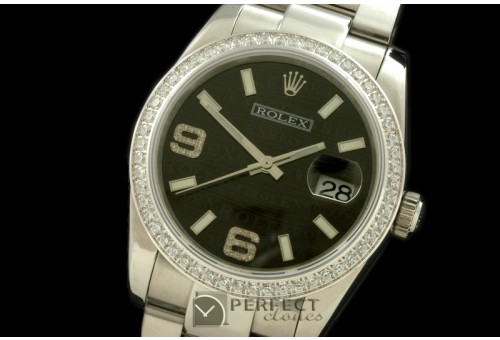 RDJMS00015D SS/SS OYS Black Swiss 2836 - Real Diamonds