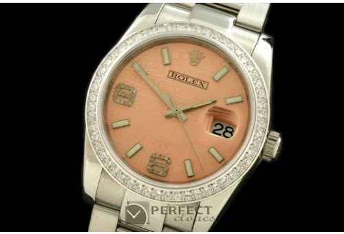 RDJMS00014D SS/SS OYS Salmon Swiss 2836 - Real Diamonds