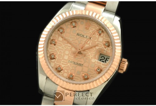 RDJmRT10019B SS/RG Oyster R-Gold Diam Swiss 2688/2355
