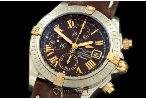 BLEV00224L Chronomat Evo SS/YG/LE Brown Roman A-77528800