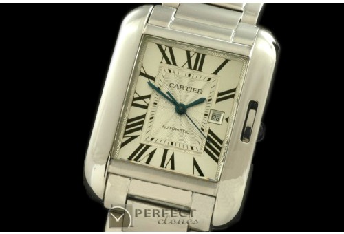 CARTA00101 Tank Anglaise Mid SS/SS White Swiss Eta 2671