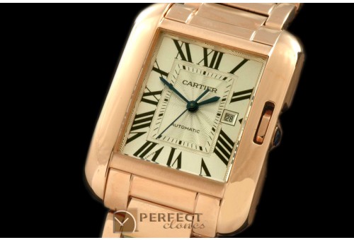 CARTA00111 Tank Anglaise Mid RG/RG White Swiss Eta 2671