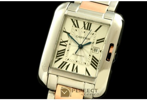 CARTA00104 Tank Anglaise Mid SS/YG White Swiss Eta 2671
