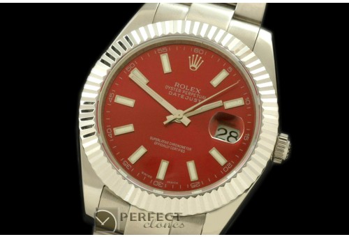 R41DJS00105 SS Oyster Fluted Burgundy Asian Eta 2836-2 25J