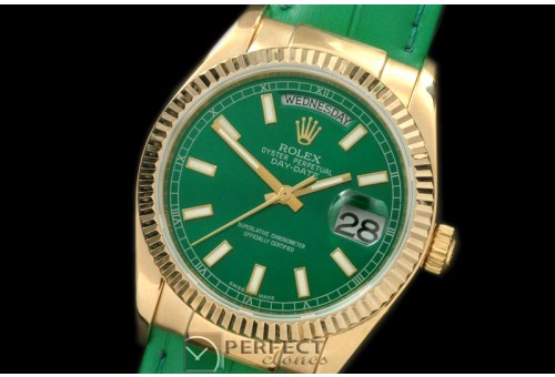 RLDDF60004L DayDate Fluted Green YG/LE Asian 2836
