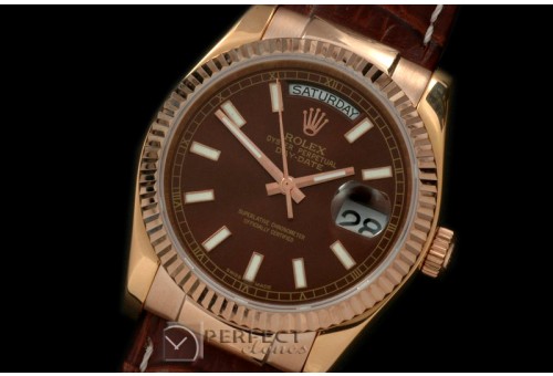 RLDDR60003L DayDate Fluted Brown RG/LE Asian 2836