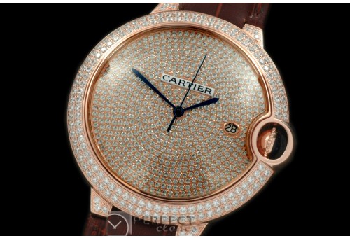 CARBA00037 Ballon De Cartier Men RG/LE Diam Asian Eta 2892