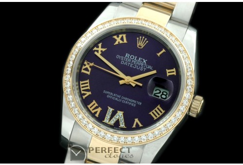 RDJMT00501D1 SS/YG Oyster Purple Roman/Diam 2836