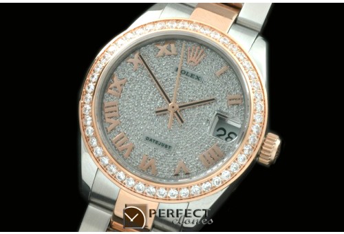 RDJmTR50003 SS/RG Oyster Diam Roman Asian 2836