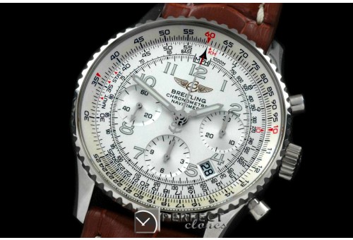 BLNV00706L Navitimer SS/LE Wht Num 7750