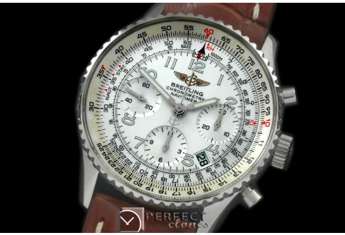 BLNV00606L Navitimer SS/LE Wht Num 7750