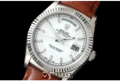 RLDDS60001L DayDate Fluted White SS/LE Asian Eta 2836