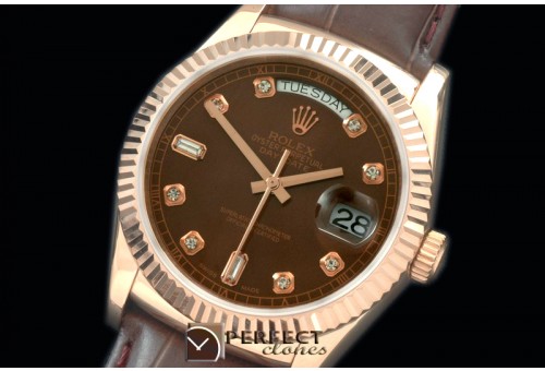 RLDDR60024L DayDate Fluted Brown Diam RG/LE Asian 2836