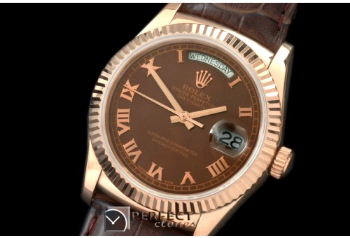 RLDDR60114L DayDate Fluted Brown Roman RG/LE Asian 2813