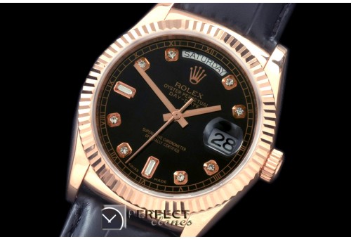 RLDDR60123L DayDate Fluted Black Diam RG/LE Asian 2813