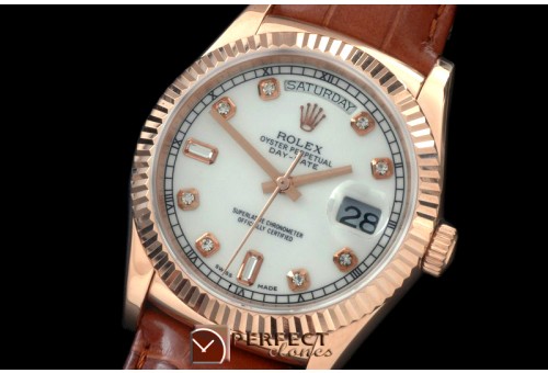 RLDDR60021L DayDate Fluted White Diam RG/LE Asian 2836