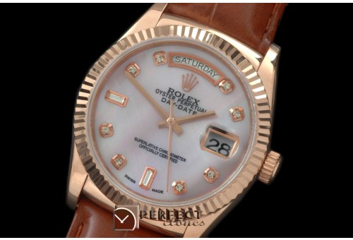 RLDDR60029L DayDate Fluted M-Pink Diam RG/LE Asian 2836