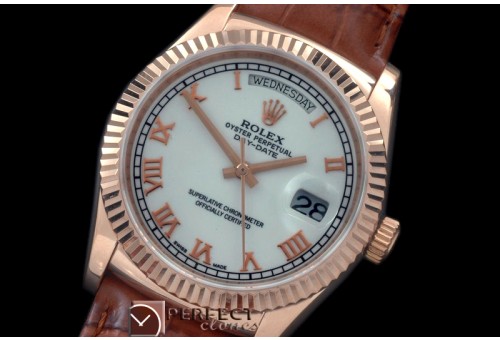 RLDDR60111L DayDate Fluted White Roman RG/LE Asian 2813