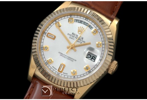 RLDDF60122L DayDate Fluted Silver Diam YG/LE Asian 2813
