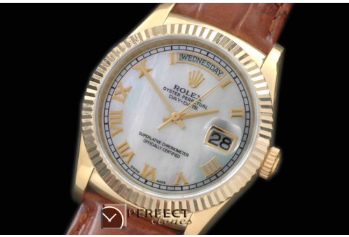 RLDDF60118L DayDate Fluted M-White Roman YG/LE Asian 2813