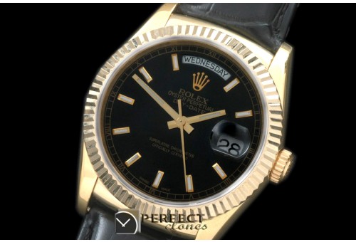 RLDDF60003L DayDate Fluted Black YG/LE Asian 2836