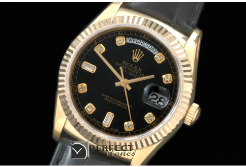 RLDDF60123L DayDate Fluted Black Diam YG/LE Asian 2813