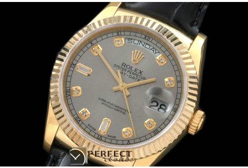 RLDDF60024L DayDate Fluted Grey Diam YG/LE Asian 2836